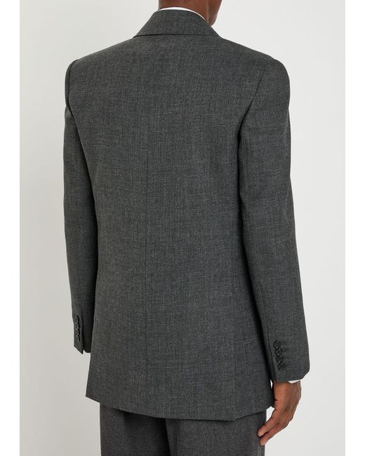 Saint Laurent Black Double-Breasted Wool Blazer for men