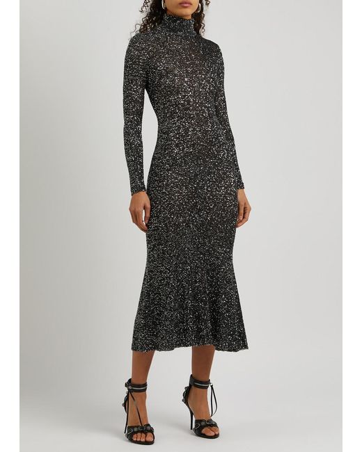 Balenciaga Black Sequin-embellished Midi Dress
