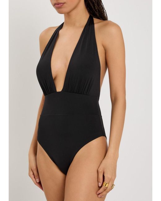 Max Mara Black Calle Halterneck Stretch-Polyamide Swimsuit