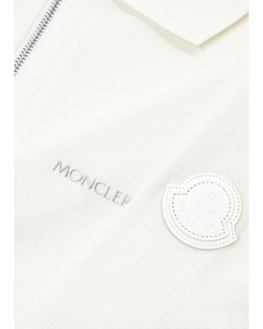 Moncler White Logo Piqué Cotton Polo Shirt for men
