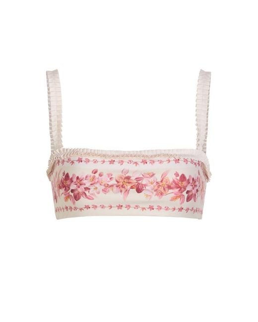 Agua Bendita Pink Olmo Floral-Print Bikini Top