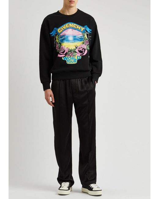 Givenchy Black World Tour Printed Cotton Sweatshirt for men