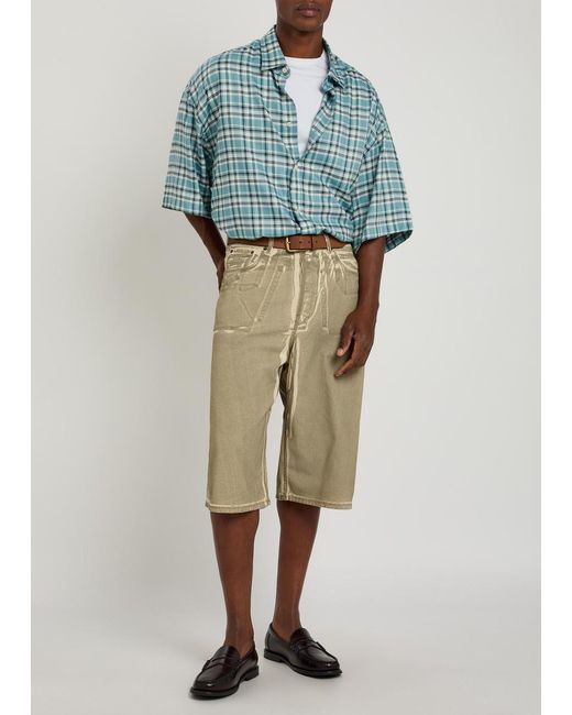 Acne Blue Oversized Checked Woven Shirt for men