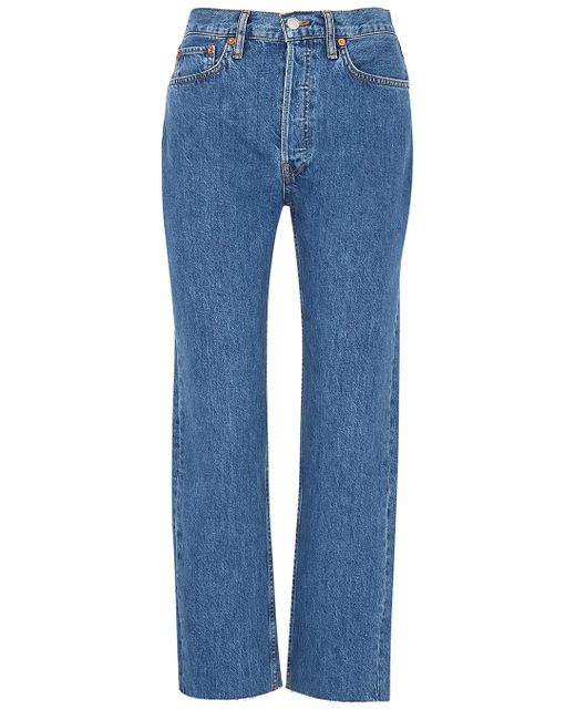 RE/DONE 70s Stove Pipe Blue Straight-leg Jeans | Lyst