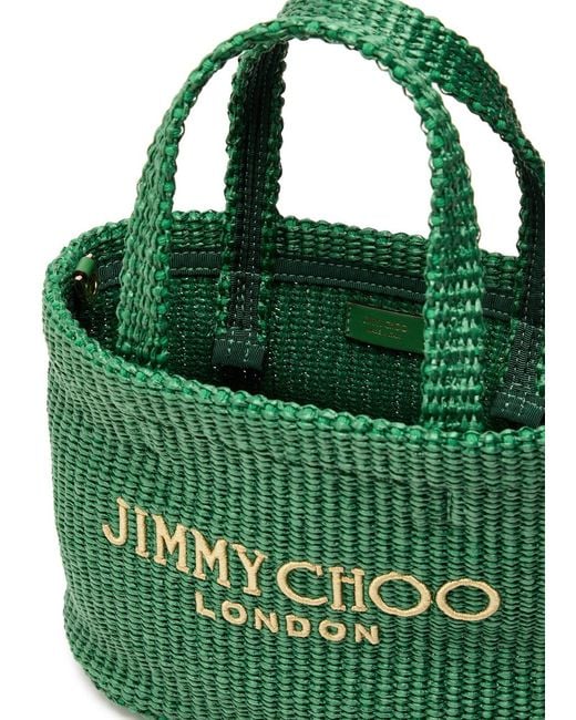 Jimmy Choo Green Beach Mini Raffia Tote