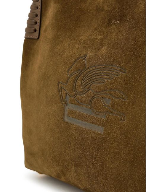 Etro Brown Libra Medium Leather And Suede Tote
