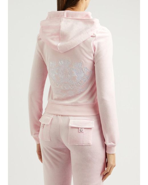 Juicy Couture Pink Heritage Logo Hooded Velour Sweatshirt