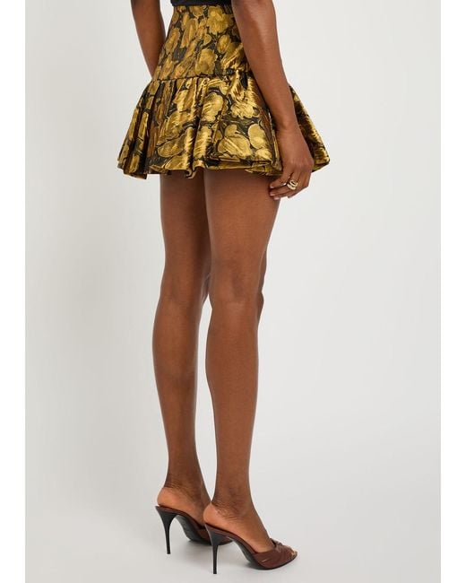 Ronny Kobo Natural Stormi Metallic Floral-Jacquard Woven Mini Skirt