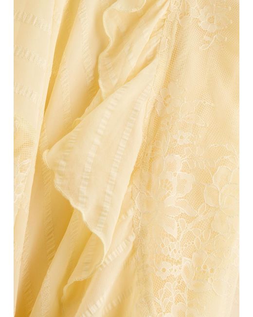 Free People Yellow Sheer Bliss Lace-Panelled Chiffon Midi Dress