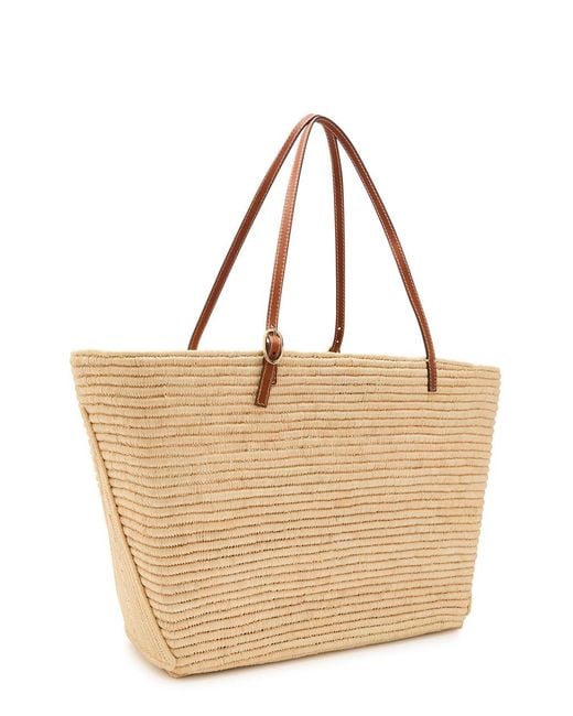 Tory Burch Natural Ella Large Logo-Embroidered Raffia Tote Bag