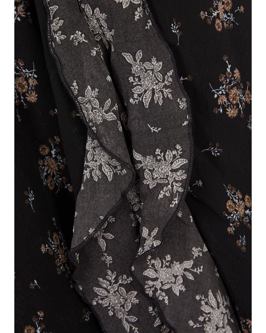 Free People Black Joaquin Floral-print Chiffon Midi Dress