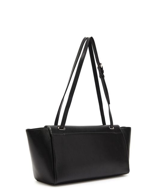SAVETTE Black Trapeze Leather Shoulder Bag