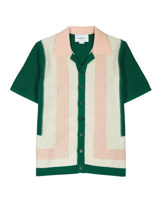 CASABLANCA Green Knitted Striped Shirt for men