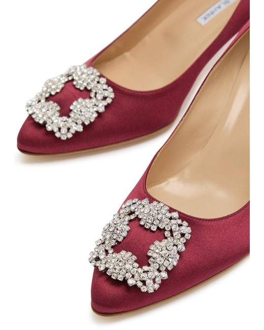 Manolo Blahnik Red Hangisi 50 Satin Pumps