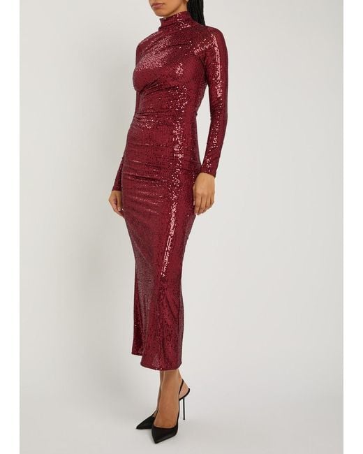 Needle & Thread Red Malia Sequin-Embellished Tulle Gown