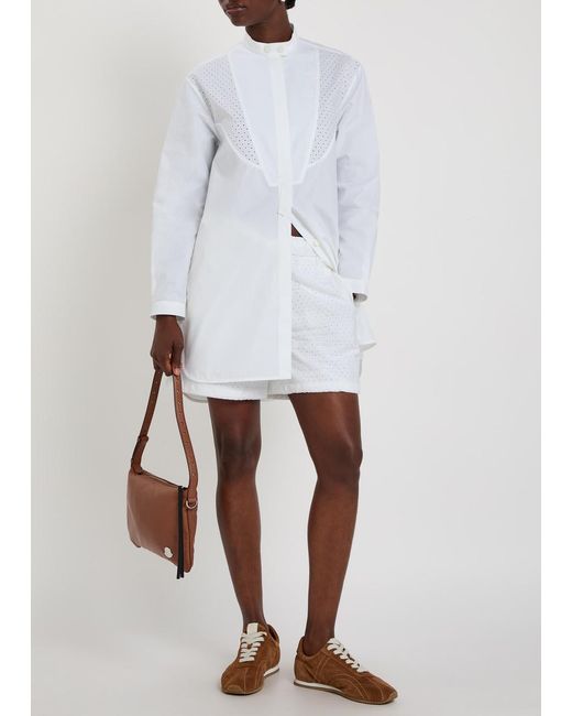 Moncler White Embroidered Cotton-Poplin Shirt