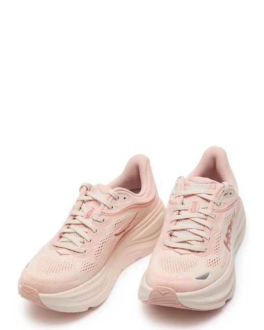 Hoka One One Pink Bondi 9 Mesh Sneakers