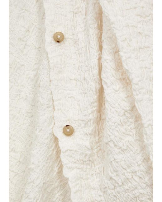 Vince White Smocked Stretch-cotton Shirt