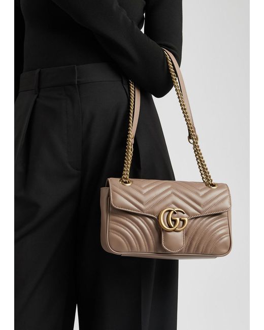 Gucci Brown gg Marmont Small Leather Shoulder Bag