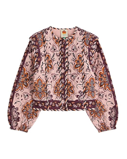 Farm Rio Red Glam Tapestry Quilted Printed Cotton Jacket