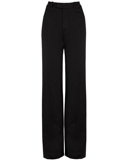 Saint Laurent Black Wide-leg Satin Trousers