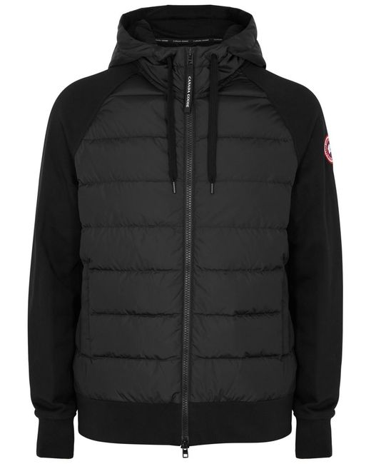 Canada Goose Black Hooded Quilted Shell And Cotton Sweatshirt