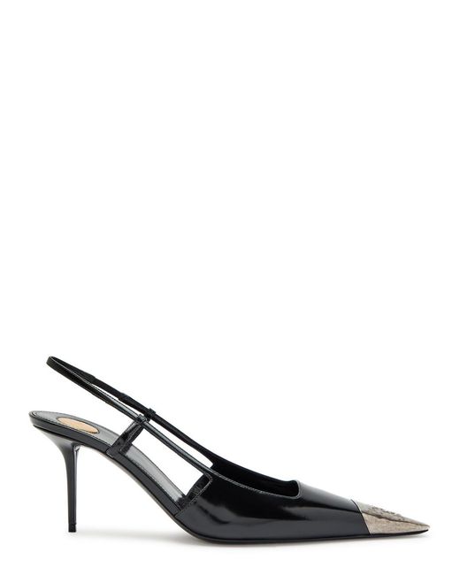 Saint Laurent Black Jeanne 75 Patent Leather Slingback Pumps