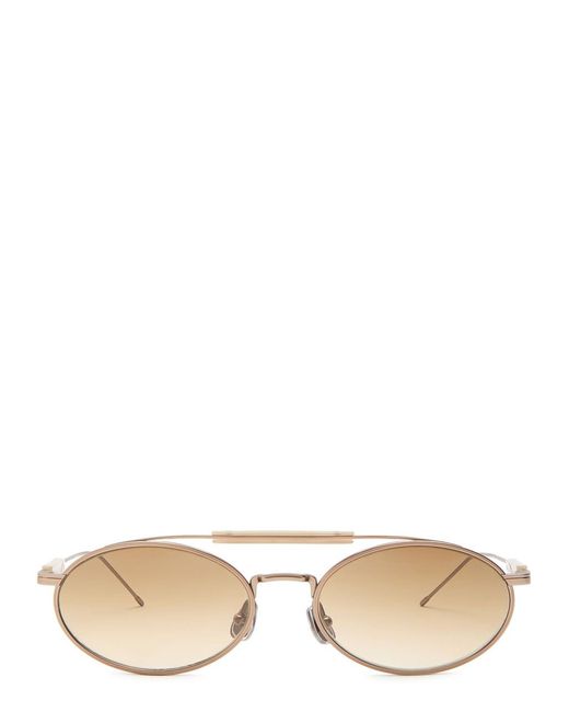 Brunello Cucinelli White Aviator-Style Oval Sunglasses