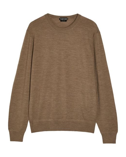 Tom Ford Brown Crew-Neck Wool Jumper for men