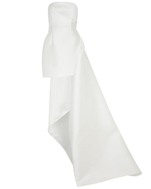 Solace London White Meyer Strapless Satin Mini Dress