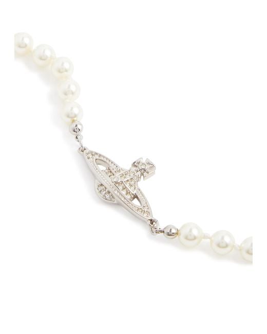 Vivienne Westwood White Mini Bas Relief Faux Pearl Bracelet