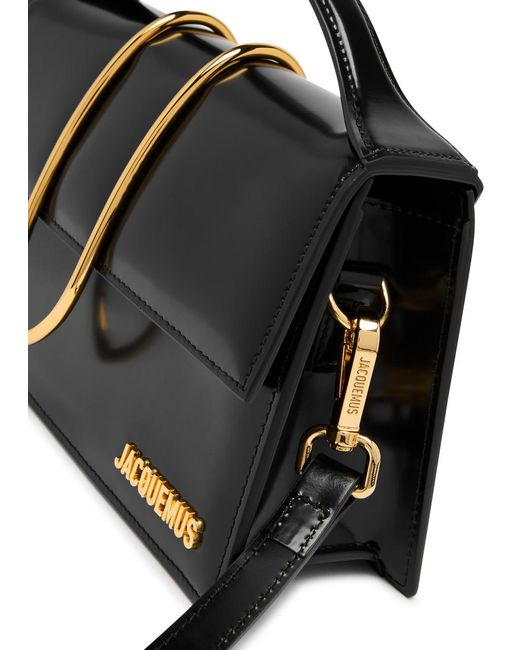 Jacquemus Black Le Grand Bambino Glossed Leather Top Handle Bag