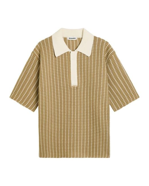 Jil Sander Natural Striped Cotton-Knit Polo Shirt for men