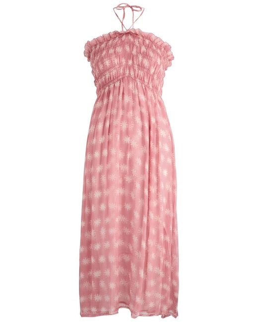 Cloe Cassandro Pink Billie Printed Silk-Georgette Midi Dress