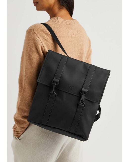 Rains Black Msn Mini Rubberised Backpack