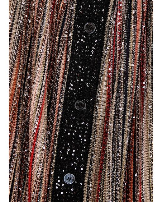 Missoni Brown Striped Sequin-embellished Metallic-knit Cardigan