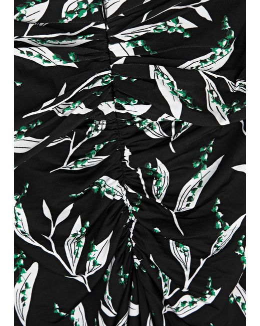 Rabanne Black Floral-print Stretch-jersey Maxi Skirt