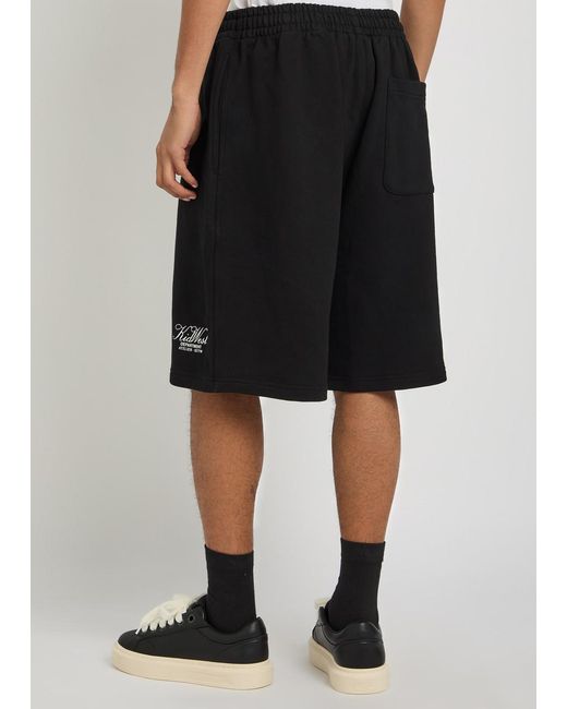 Kidwest Black Script Logo-Print Cotton Shorts for men