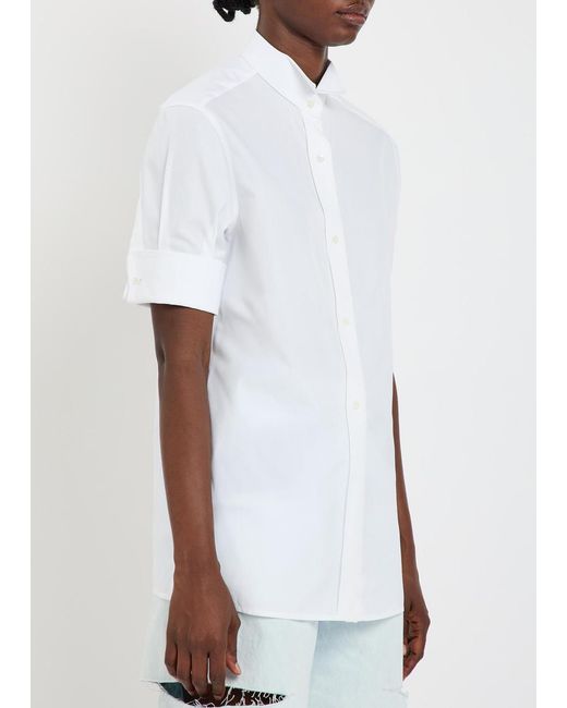 Maison Margiela White High-Neck Cotton-Poplin Shirt