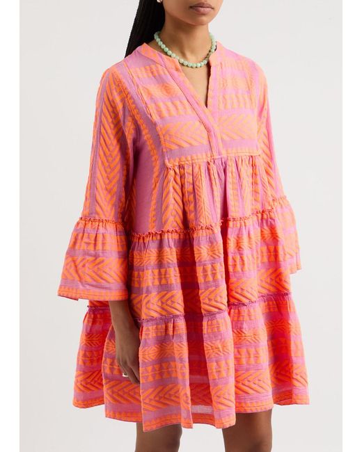 Devotion Pink Ella Embroidered Cotton-Blend Mini Dress