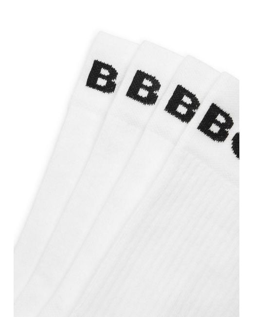 Boss White Sport Logo Cotton-Blend Socks for men