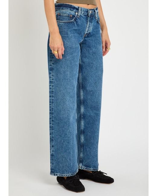 Agolde Blue Low Rise Loose Straight-Leg Jeans