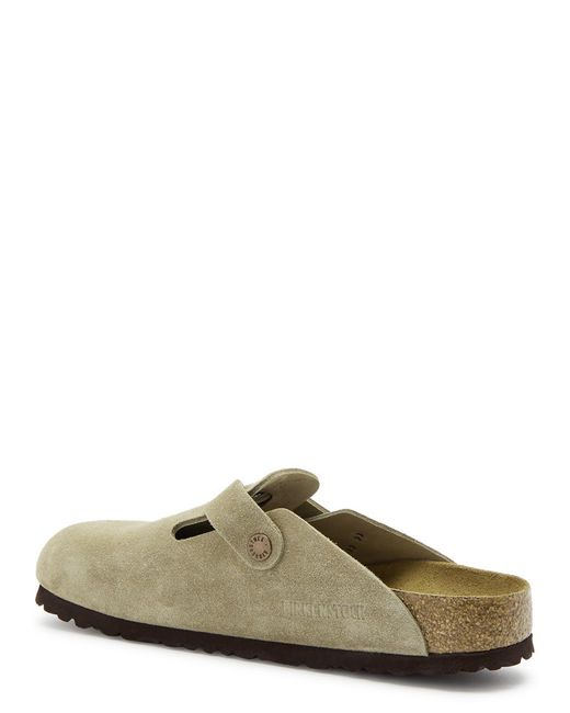 Birkenstock Green Boston Suede Sliders