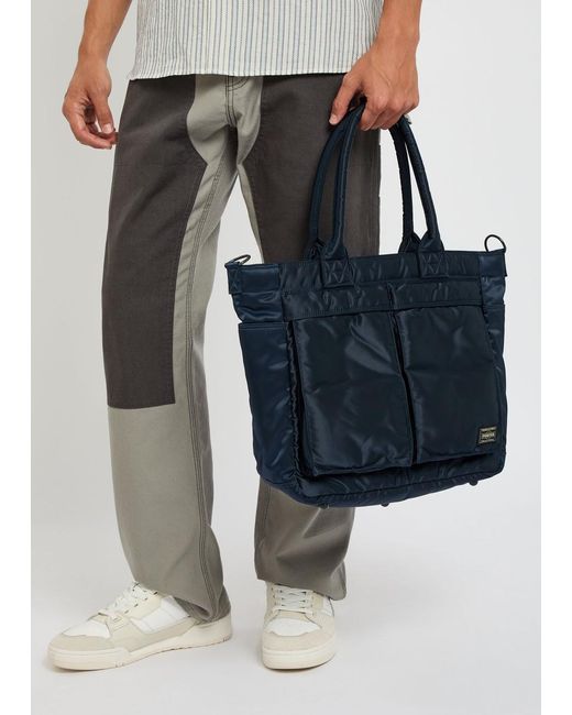 Porter-Yoshida and Co Blue Tanker Nylon Tote Bag for men