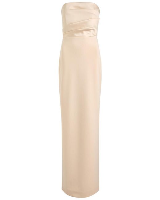 Solace London White Afra Strapless Stretch-Crepe Gown