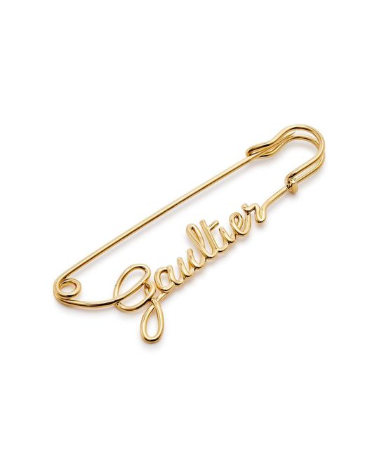 Jean Paul Gaultier Metallic Safety Pin Logo Metal Brooch