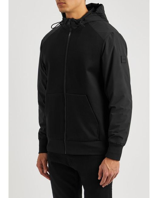 Boss Black Hooded Panelled Jersey Jacket for men