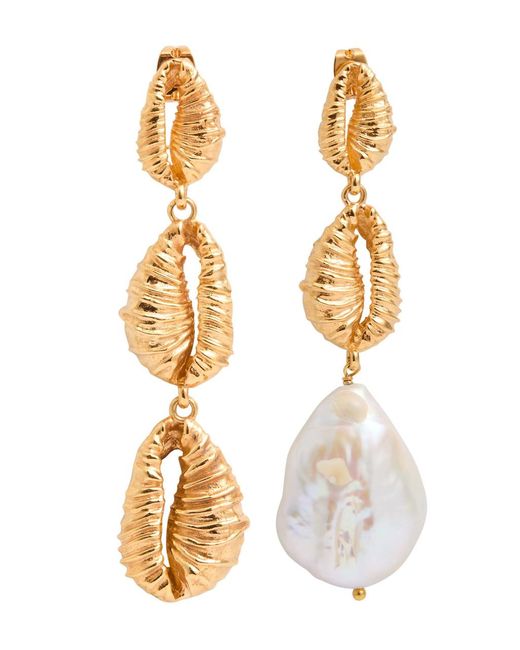 Joanna Laura Constantine Metallic Mismatched Seashell 18Kt-Plated Earrings