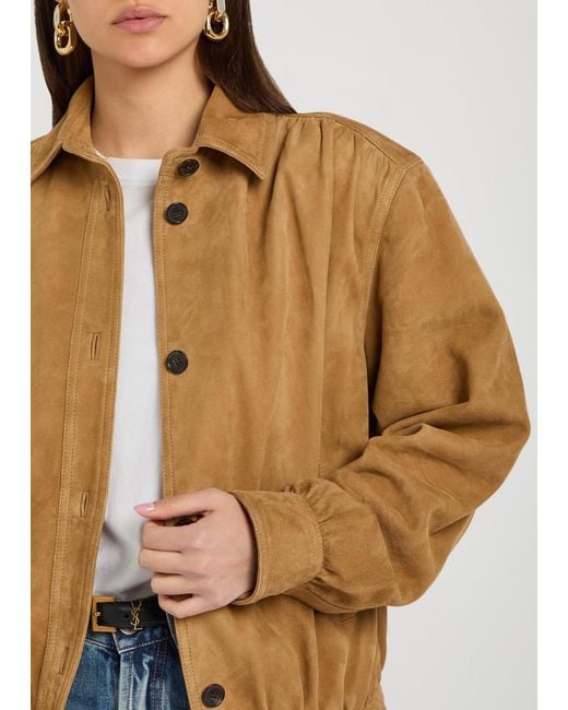 Saint Laurent Brown Gathered Suede Jacket