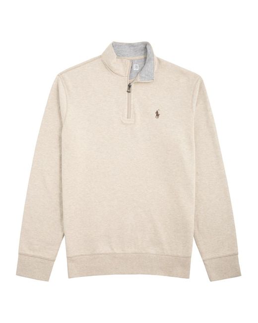 Polo Ralph Lauren White Logo Half-Zip Jersey Sweatshirt for men